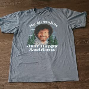 BOB ROSS Graphic Tee LARGE - Blue T-shirt